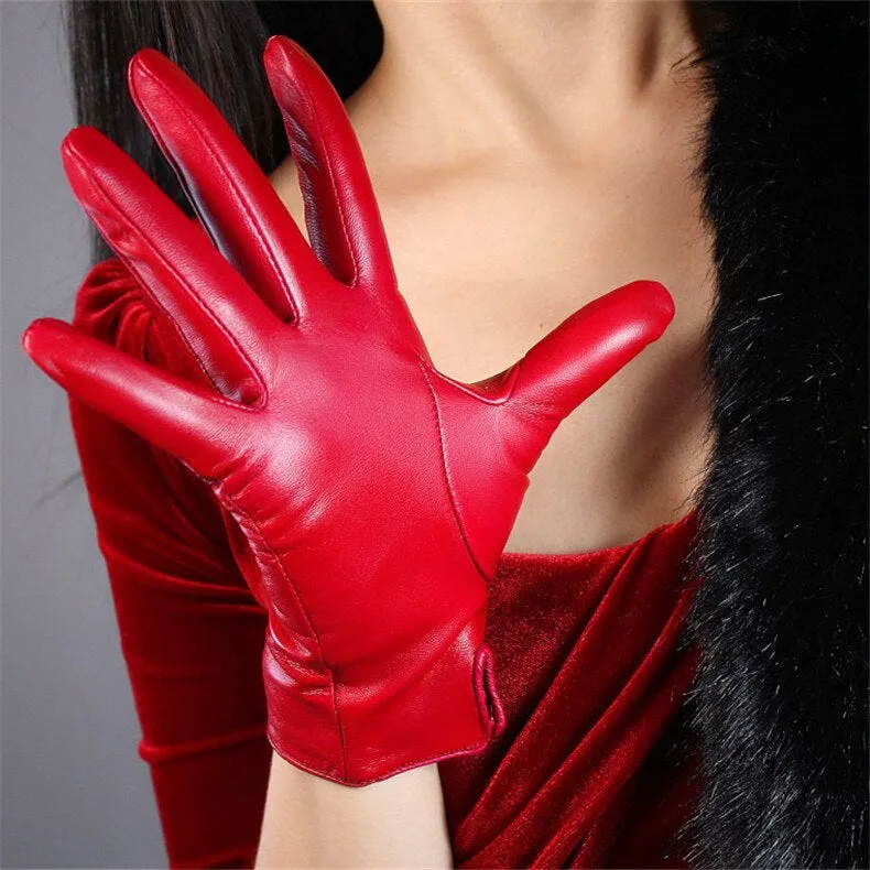 Genuine Color leather Short Gloves Touch Screen (25cm)