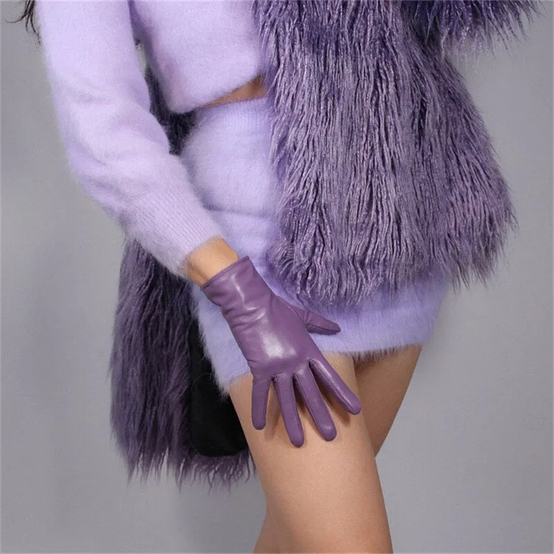 Genuine Color leather Short Gloves Touch Screen (25cm)