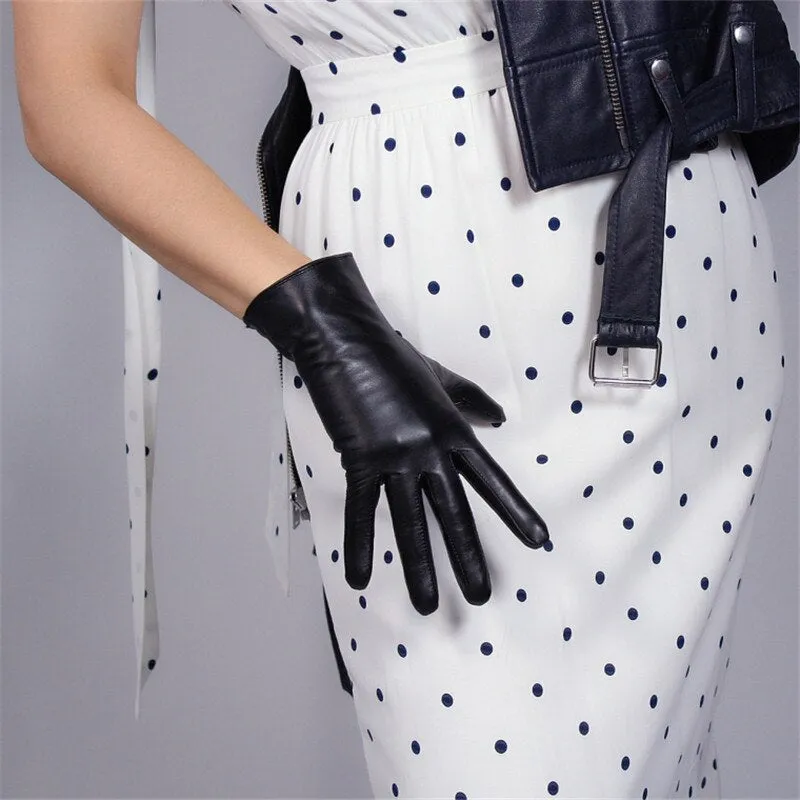 Genuine Color leather Short Gloves Touch Screen (25cm)