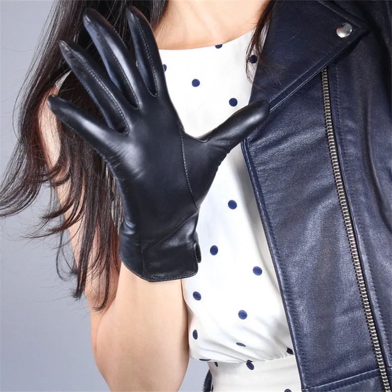 Genuine Color leather Short Gloves Touch Screen (25cm)