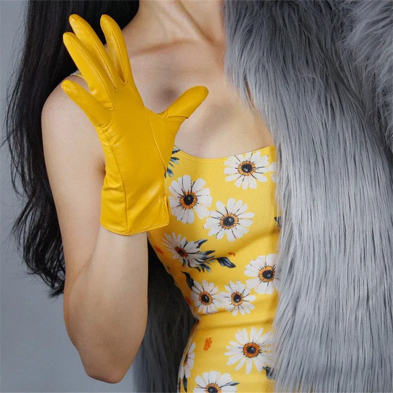 Genuine Color leather Short Gloves Touch Screen (25cm)
