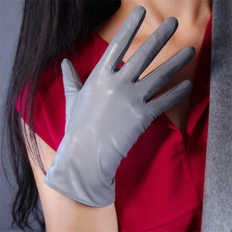Genuine Color leather Short Gloves Touch Screen (25cm)