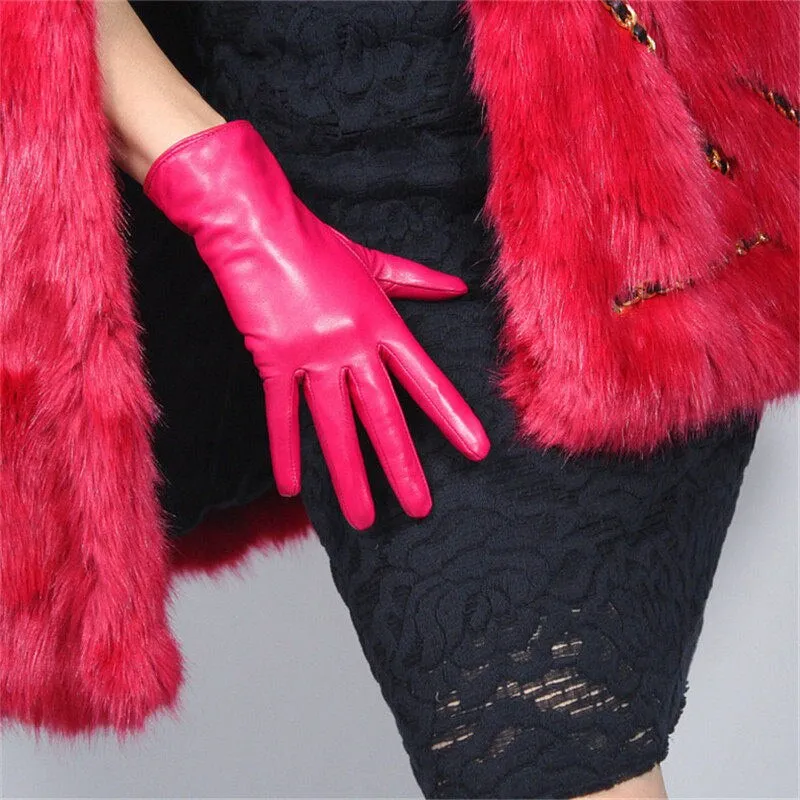 Genuine Color leather Short Gloves Touch Screen (25cm)