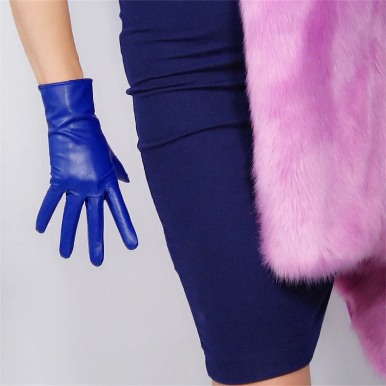 Genuine Color leather Short Gloves Touch Screen (25cm)