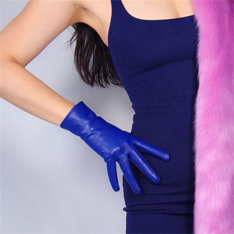 Genuine Color leather Short Gloves Touch Screen (25cm)