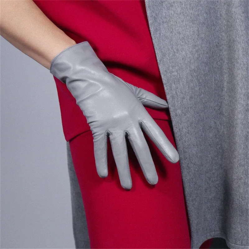 Genuine Color leather Short Gloves Touch Screen (25cm)