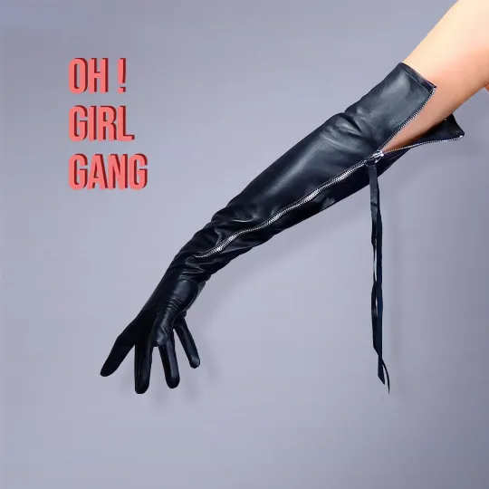 Genuine Leather Elbow length Gloves with Zipper (40cm, 60cm)