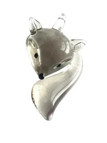 Glass Lampwork Fox Foxes Pendant White Grey Red Amber Black