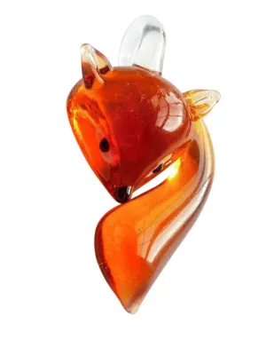 Glass Lampwork Fox Foxes Pendant White Grey Red Amber Black