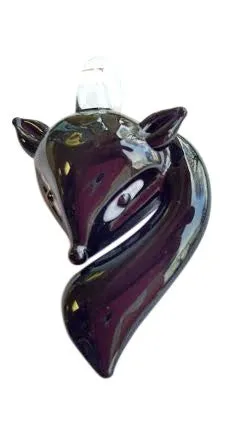 Glass Lampwork Fox Foxes Pendant White Grey Red Amber Black