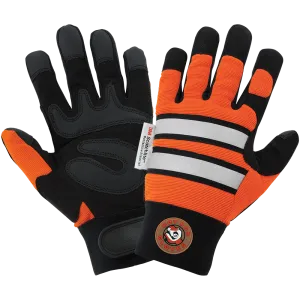 Global Glove & Safety HR9000VIS Hot Rod Gloves® High Visibility Synthetic Leather Palm Performance Mechanics Style Gloves, Spandex Back