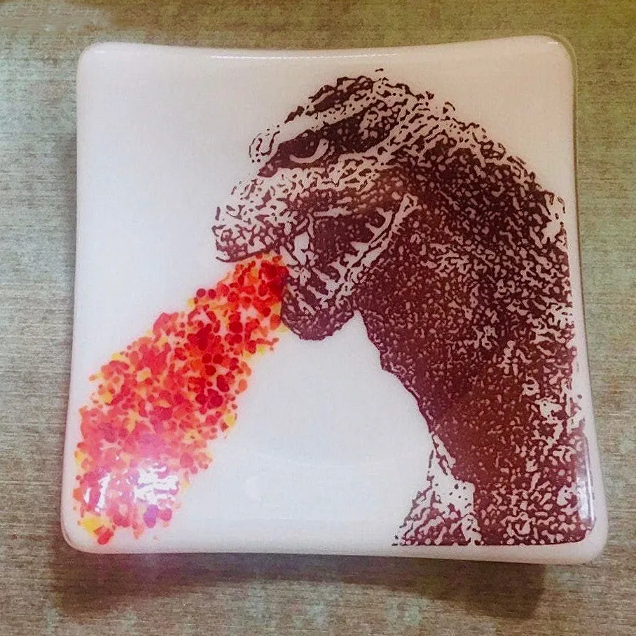Godzilla Dish Artisan Glass