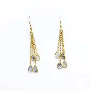 Gold and diamond slice drop earrings
