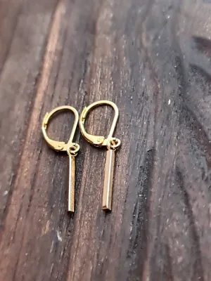 Gold Bar Earrings, Stainless Steel Dangle Leverback Earrings, Hook Earrings.