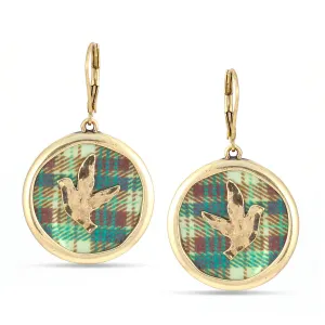 GOLD BIRD MOTHER OF PEARL DISK EARRING #221GN3301 (1B3)