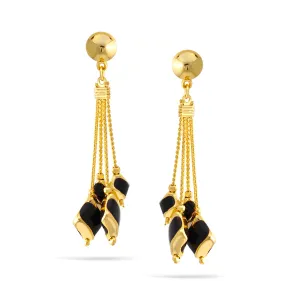 GOLD BLACK RESIN DANGLE EARRINGS #FW-E165GB (SHCE1/SF11)