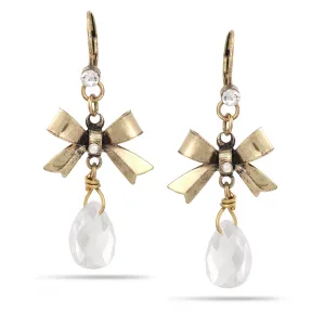 GOLD BOW CRYSTAL DROP EARRINGS #274GS3401 (7C2/7D5)