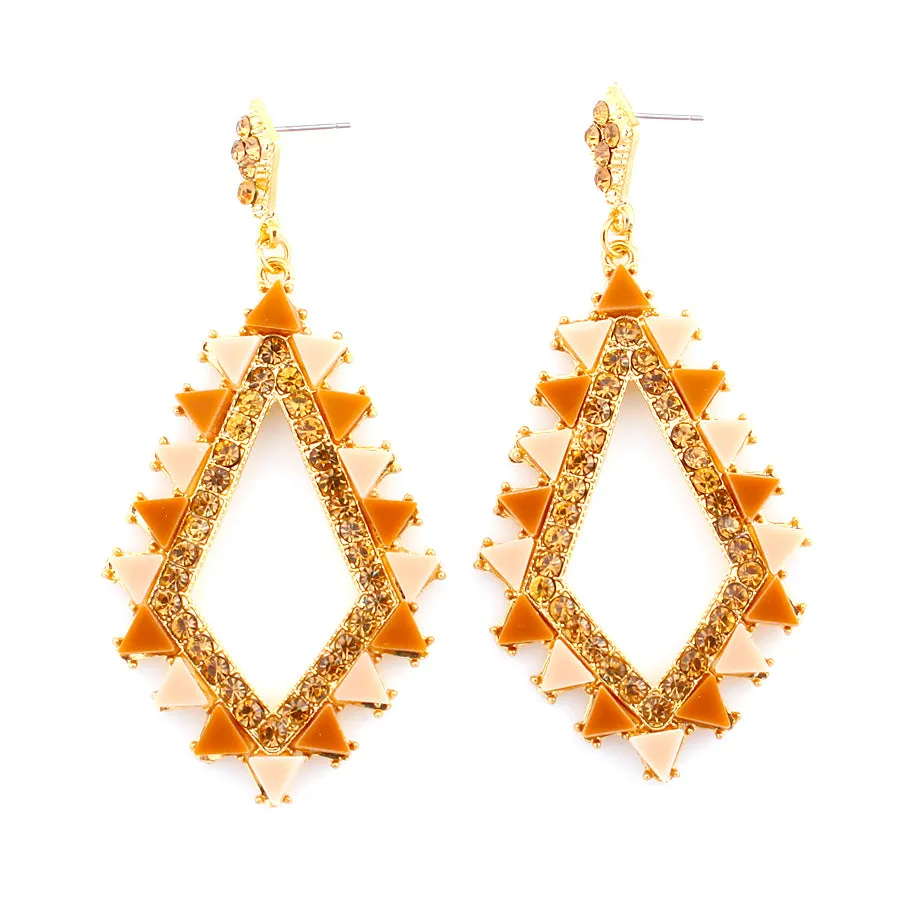 GOLD BROWN CRYSTAL EARRINGS  #SWAA-YW082805 (AA19)