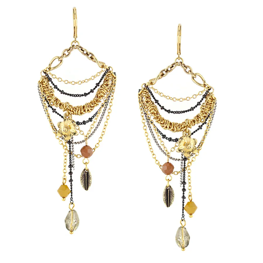 GOLD CHARM TASSEL EARRINGS #220GD3301 (1E18/10B2)