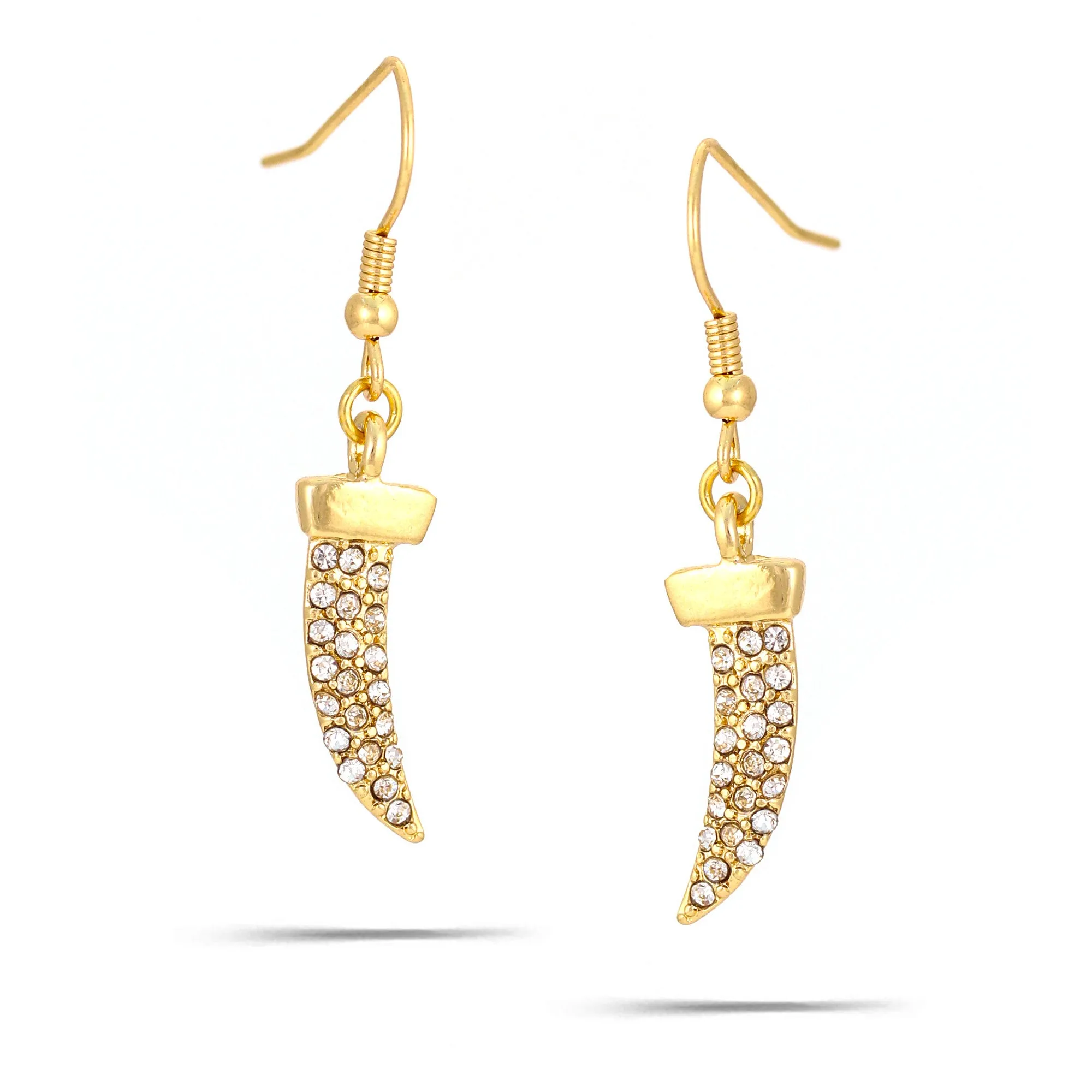 GOLD CRYSTAL HORN DROP EARRINGS #ADX6800333 (SHD7)