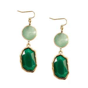 GOLD-EMERALD EARRINGS  #SE31630_GLD-BLUE (BF7)