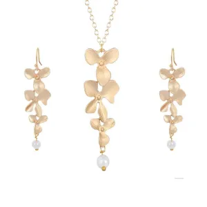 Gold Flower Layered Jewellery Set