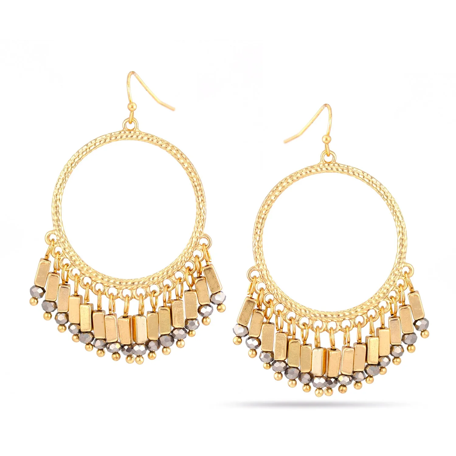 GOLD HEMATITE CHANDELIER EARRINGS #SQ3670H (SHCD4)