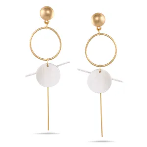 GOLD MOTHER OF PEARL DROP EARRINGS #SQ313-7870964BEI (SA7)