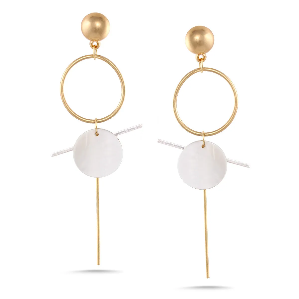 GOLD MOTHER OF PEARL DROP EARRINGS #SQ313-7870964BEI (SA7)