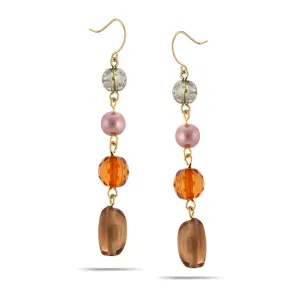 GOLD NATURAL MIX BEADS DROP  EARRINGS #E12733 GLD NAT (TC3/Show Room)