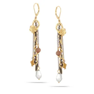 GOLD SILVER HEMATITE TASSEL EARRINGS #220GD3501 (1E18/10B2)