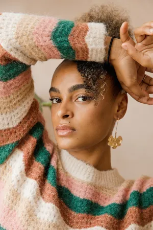 Gold Tone Drop Floral Earrings