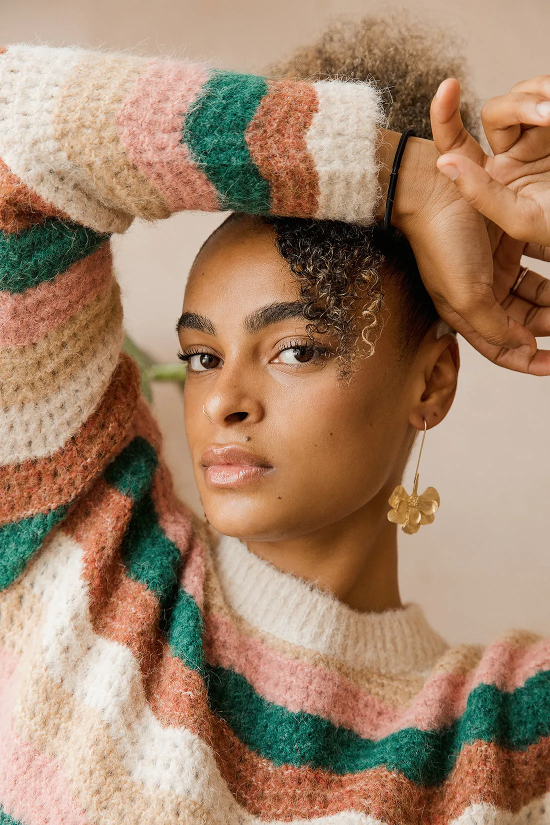 Gold Tone Drop Floral Earrings