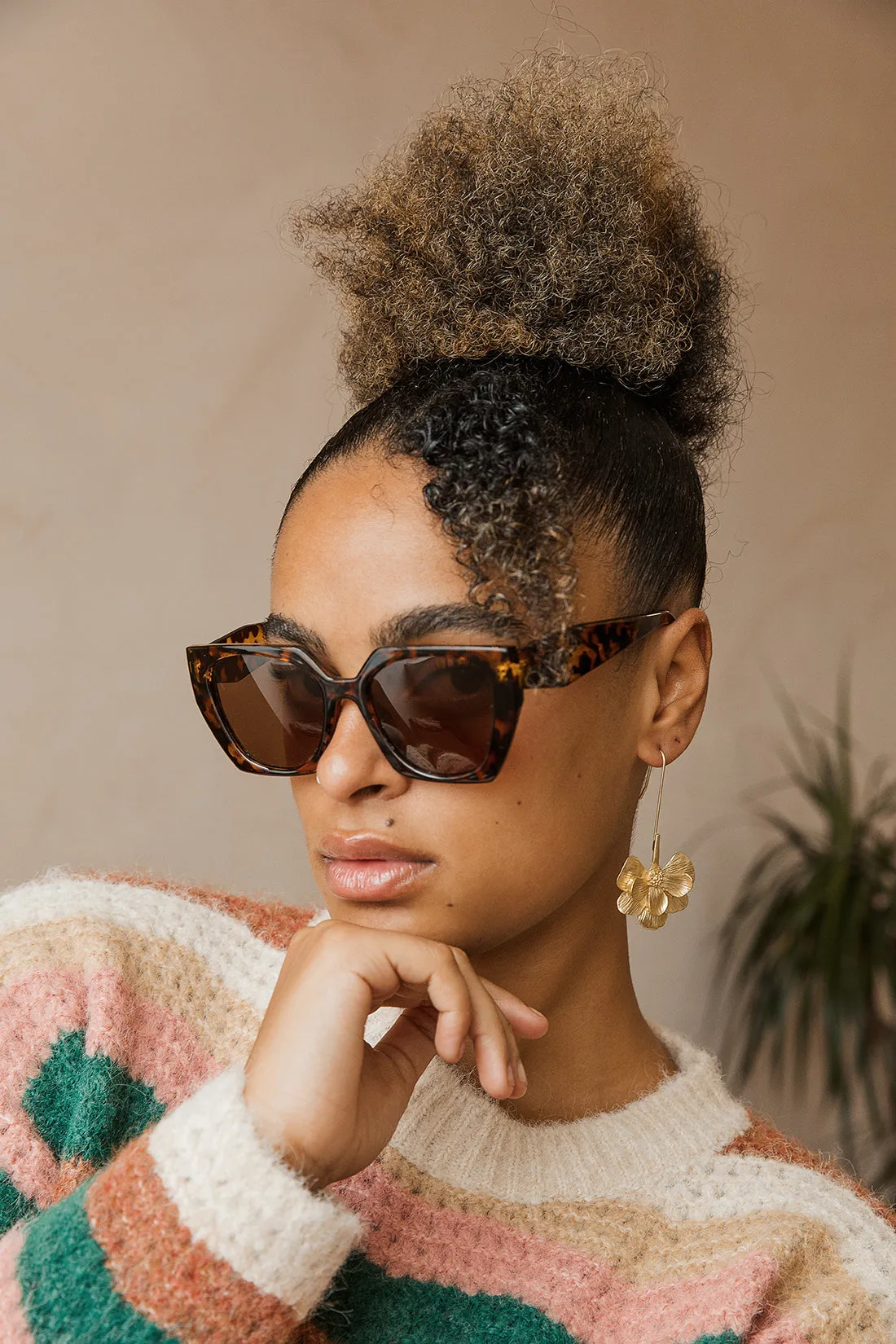 Gold Tone Drop Floral Earrings