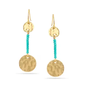 GOLD TURQUOISE DROP EARRINGS #HNE87235GDTQ (SG12)