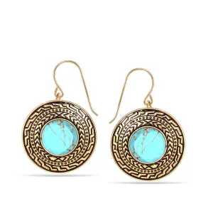 GOLD TURQUOISE DROP EARRINGS #SE43588-2 (SF4)