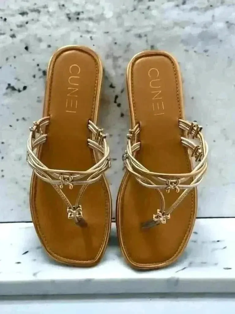 Golden Silver Metallic Flats