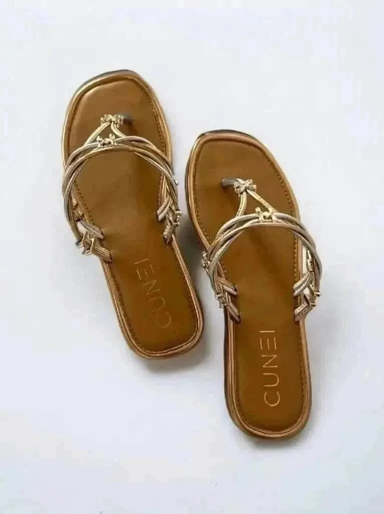 Golden Silver Metallic Flats