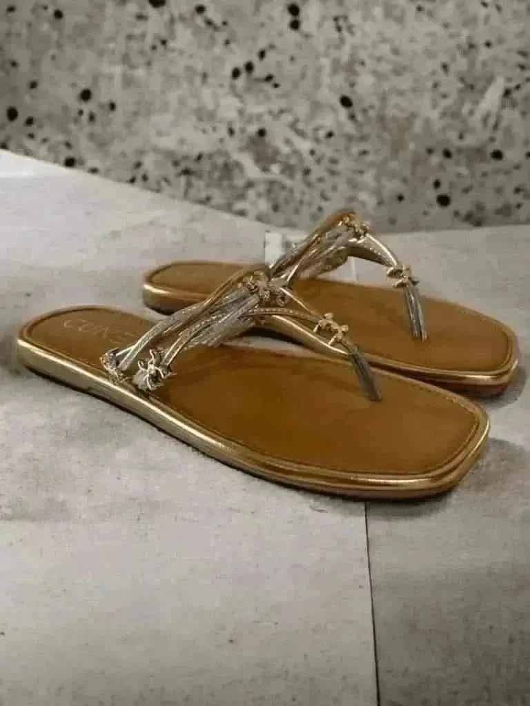 Golden Silver Metallic Flats