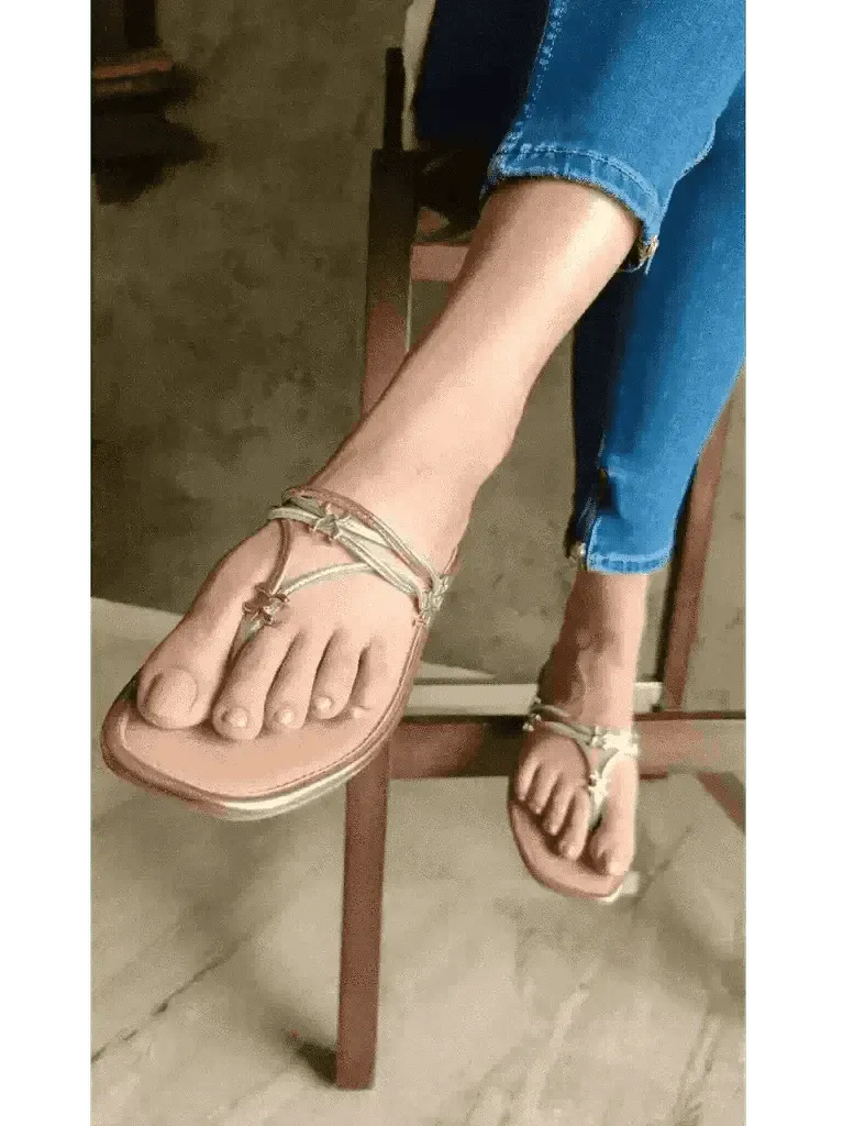 Golden Silver Metallic Flats