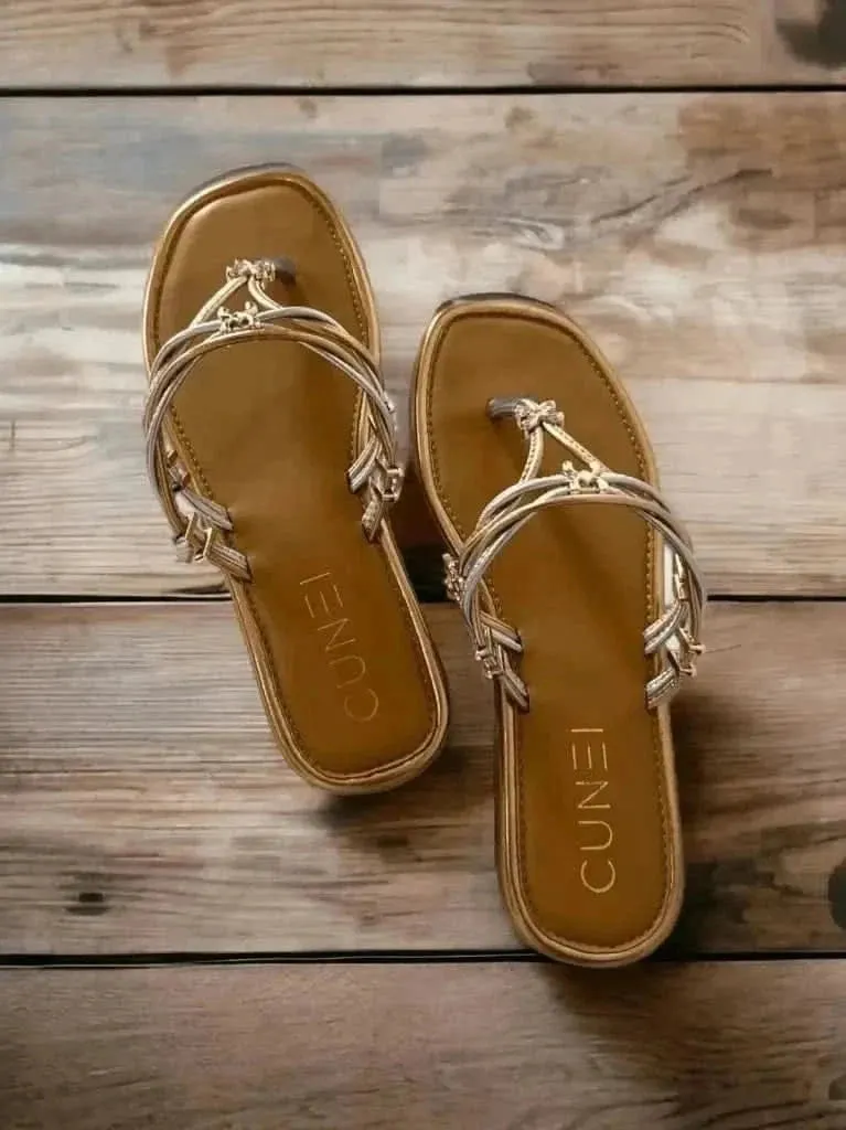 Golden Silver Metallic Flats