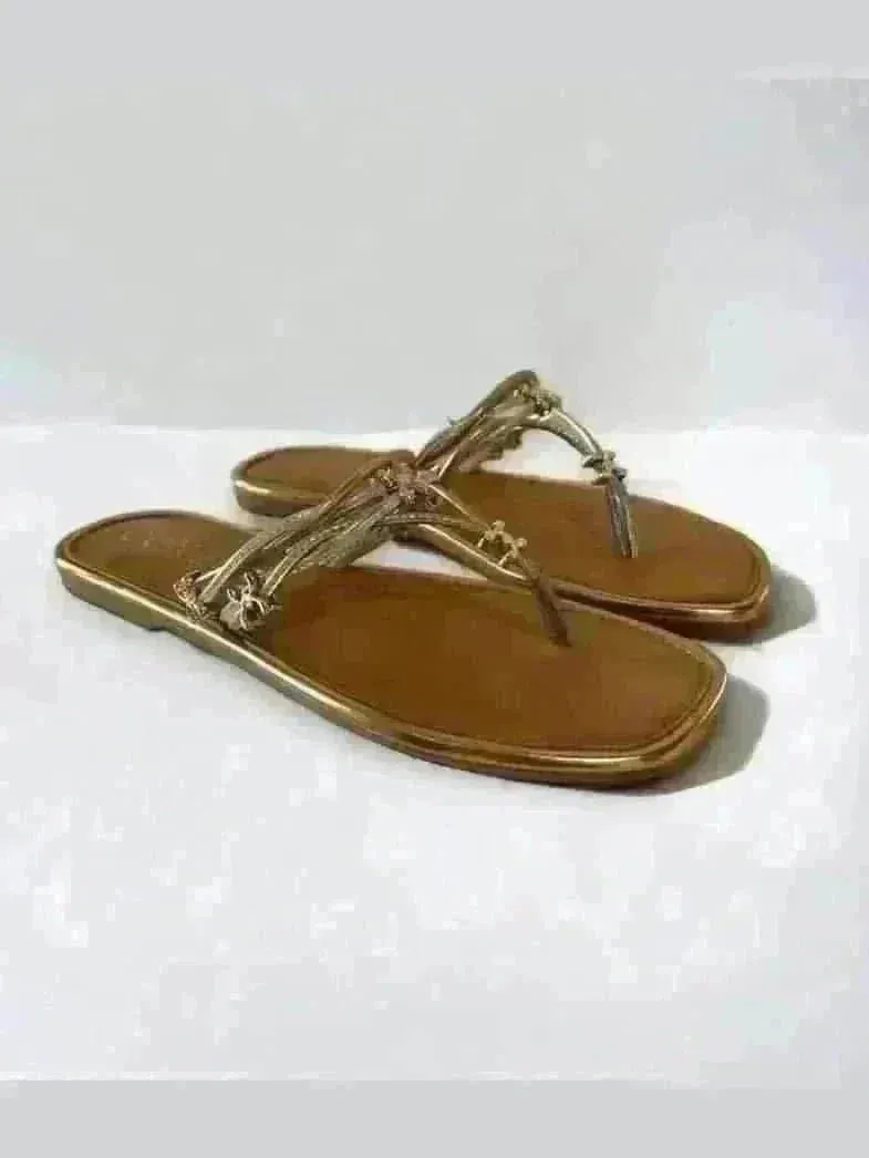 Golden Silver Metallic Flats