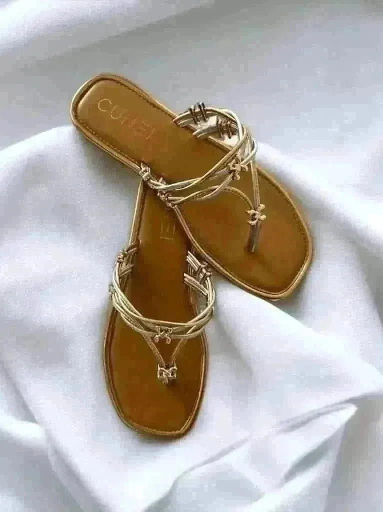 Golden Silver Metallic Flats
