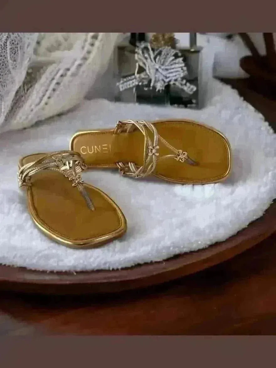 Golden Silver Metallic Flats