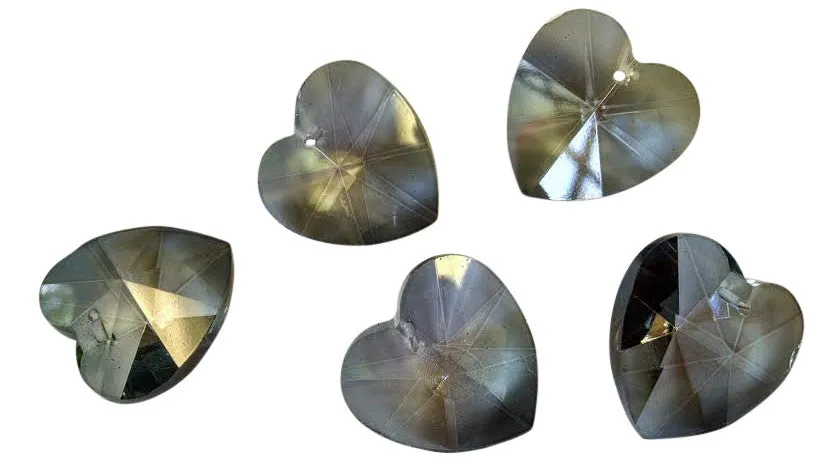 Gray Heart Chandelier Crystals Prisms 28mm Grey