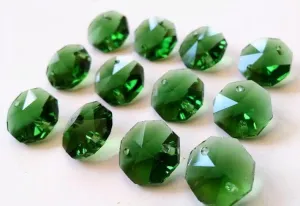Green 14mm Octagon Beads Chandelier Crystals 2 Holes