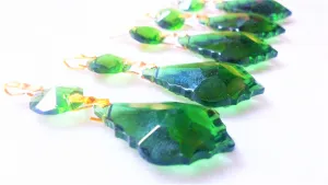 Green French Cut Chandelier Crystals Pack of 5 Ornaments
