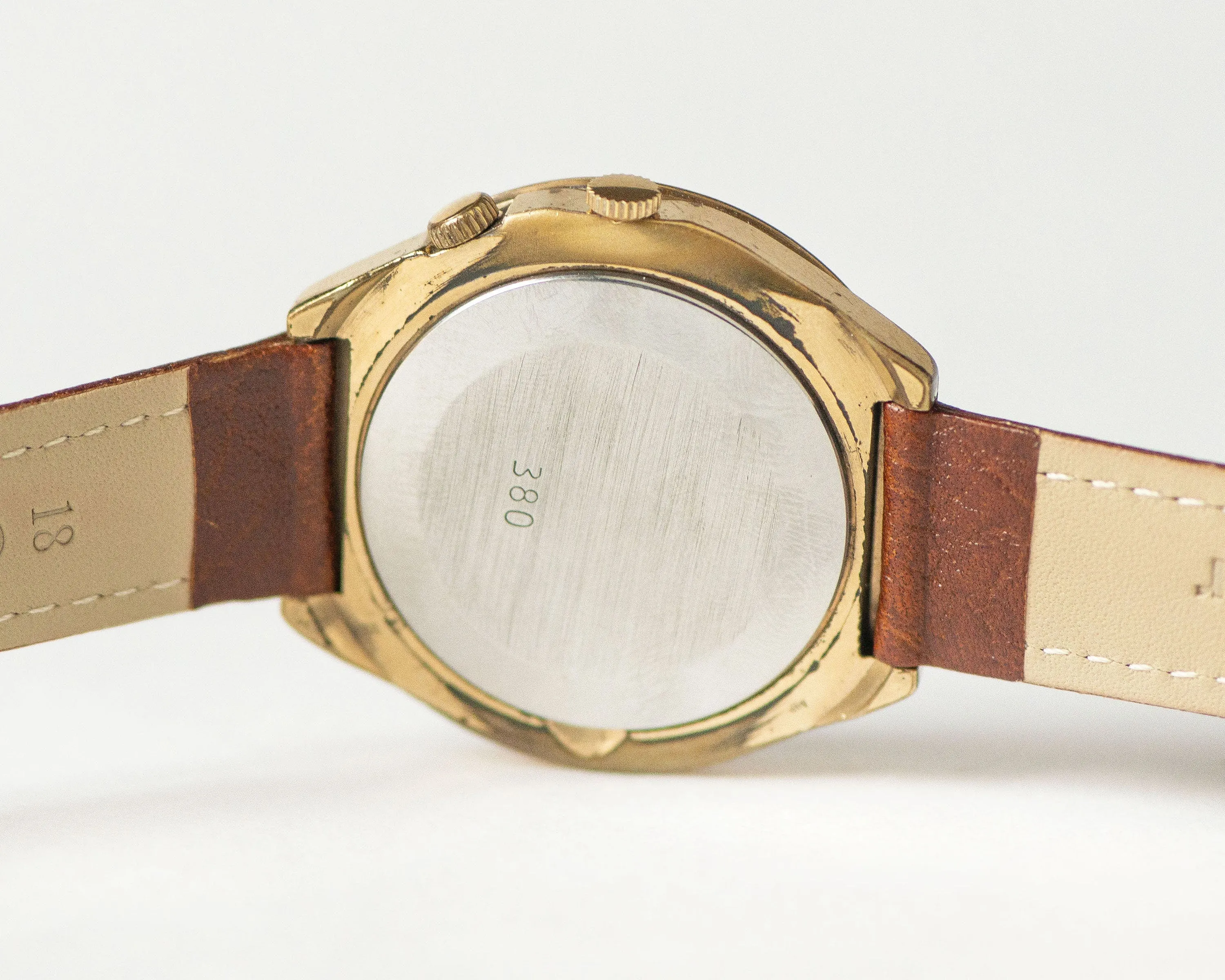 Green men’s watch perpetual calendar, gold plated wristwatch Rocket, chunky vintage men's watch modern, new premium leather strap