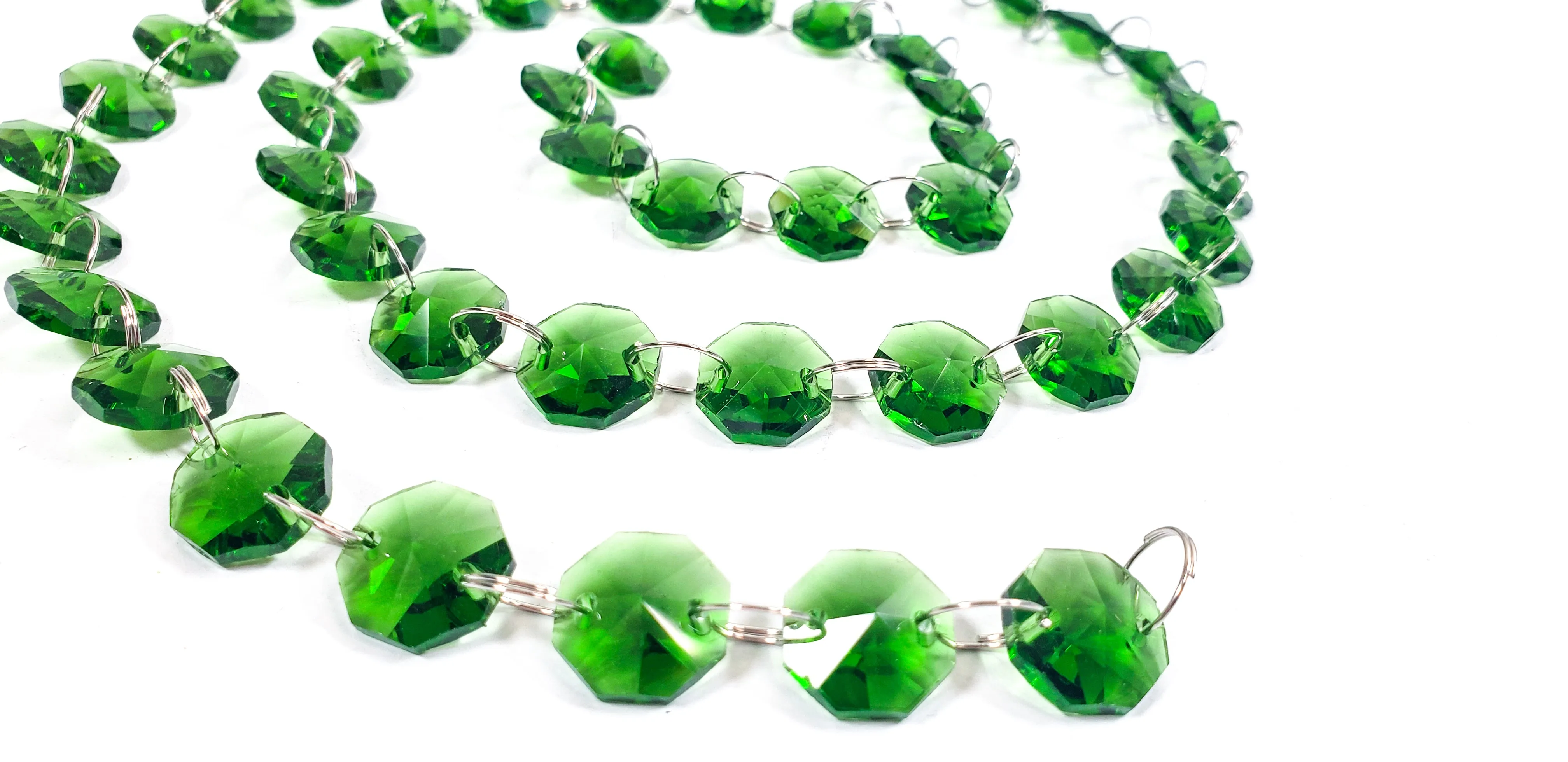 Green Meter Chandelier Crystals Garland - Ring Connectors