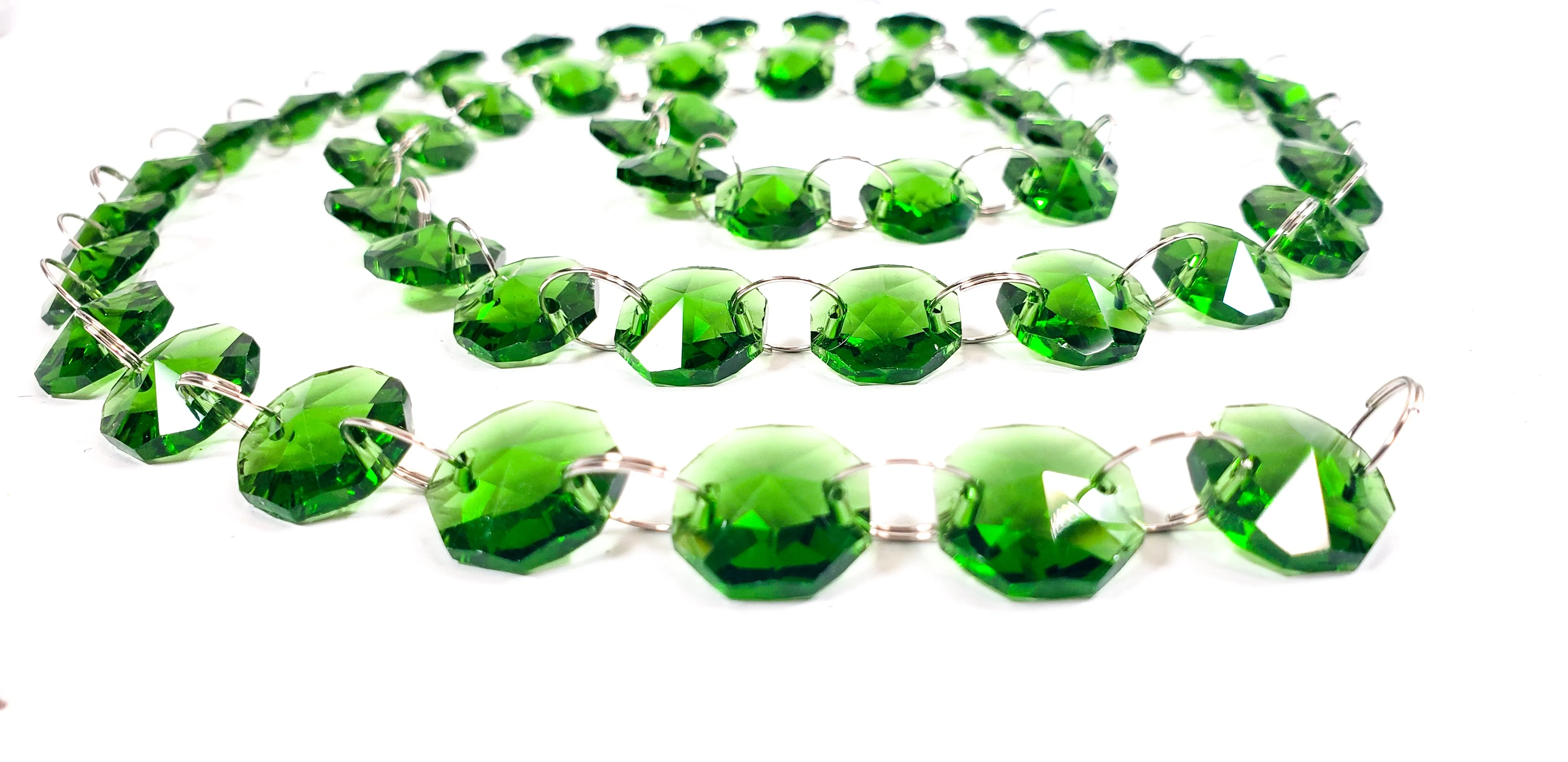 Green Meter Chandelier Crystals Garland - Ring Connectors
